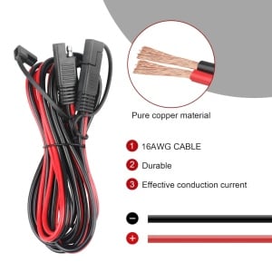 Cablu prelungitor SAE la SAE 16AWG Paekq, cupru/PVC, rosu/negru, 3 m