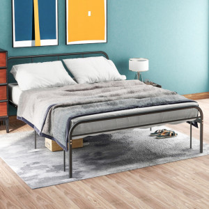 Cadru de pat Camarata, metal, negru, 145 x 205 cm - Img 2
