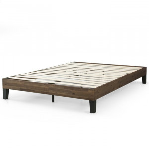 Cadru de pat Cribbs, lemn de salcam, maro, 140 x 195 cm - Img 1