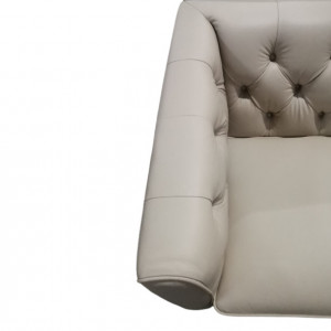 Canapea Chesterfield by Home Affaire, piele/ lemn, ivory/ negru, 75 x 45 x 155 cm - Img 2