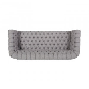 Canapea Chesterfield, gri, 75 x 184 x 76 cm - Img 5