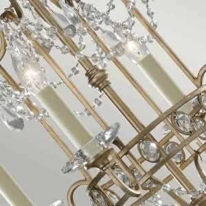 Candelabru Avenida, 4 lumini, metal/sticla/cristal, auriu, 54 x 41,3 x 206,5 cm