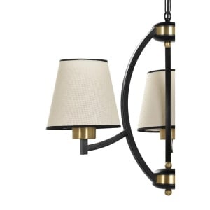 Cumpara Candelabru cu 3 lumini Robbins, metal/textil, negru/auriu/bej, 60 x 80 cm de la Chilipirul-zilei în rate, cu cardul sau plata la livrare!