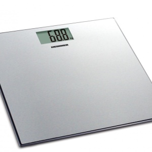 Cantar de baie Heinner SoftSilver 180 HBS-180SS, 180Kg, Platforma din inox, 30x30cm, Display LCD, Inox
