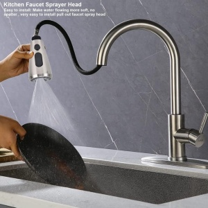 Cap pulverizator robinet bucatarie G1/2, ABS, anti-rugina, usor de curatat, instalare rapida, crom - Verificat A · Re-Bloom - Img 6