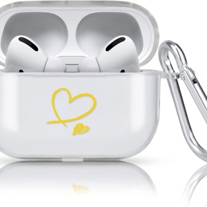 Carcasa de protectie pentru Airpods Pro Newseego, TPU/metal, alb/auriu