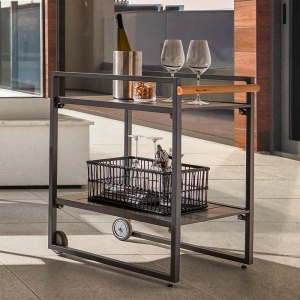 Cărucior de servire Riccardo gri închis metal/polilemn, 78/75/25 cm - Img 7