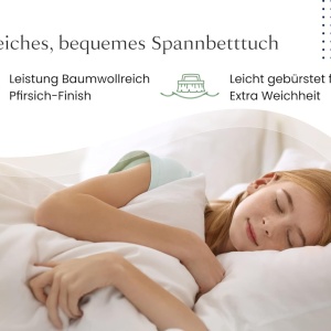 Cearsaf cu elastic Sleep Mantra, bumbac/poliester, fildes, 180 x 200 x 30 cm - Img 3