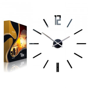 Ceas de perete Carlo XXL, sticla, negru, 75 x 75 x 3 cm - Img 4