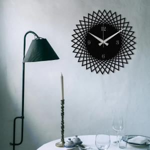 Ceas de perete Saravia, metal, negru/argintiu, 48 x 48 cm