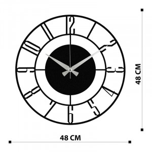 Ceas de perete Yokum, metal, negru, 48 x 48 x 1,2 cm