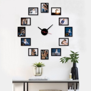 Ceas decorativ de perete model 7139, 50x50 cm, 12 rame foto 13x18 cm, design modern, multicolor - Verificat A · Re-Bloom - Img 2