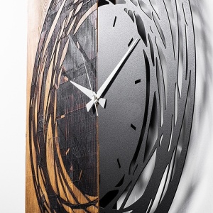 Ceas decorativ de perete Re-Bloom, lemn/metal, maro/negru, 58 x 58 x 3 cm - Img 3