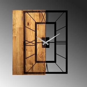 Ceas decorativ de perete Re-Bloom, metal/lemn, maro/negru, 49 x 3 x 58 cm - Img 3