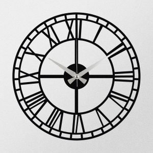 Ceas decorativ de perete Re-Bloom, metal, negru, 48 x 48 cm
