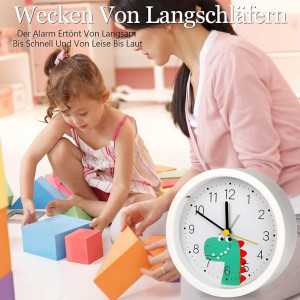 Ceas desteptator pentru copii Augshy, alb, 4 x 12 cm