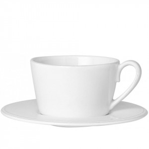 Ceasca de cafea cu farfurie Constance, alb, ceramica, 19 x 8 cm, 375 ml