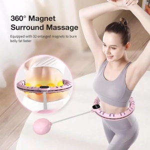 Cerc inteligent Bubbacare Hula Hoop,16 sectiuni detasabile, afisaj digital, roz, 121 cm