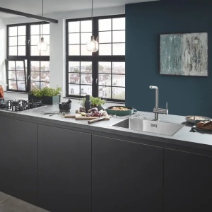 Chiuveta otel inoxidabil Grohe K700 31726SD0, 1 cuva, 550 x 450 mm, kit de scurgere inclus, Inox, Resigilat, Grad A - Img 2