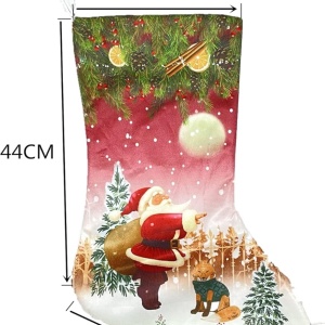 Ciorap pentru cadouri Stormflag, model Mos Craciun, textil, multicolor, 21 x 44 x 29 cm