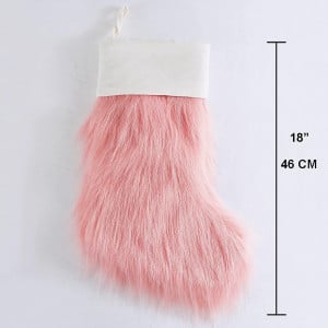Ciorap pentru Craciun Xwtex, blana artificiala, roz/alb, 46 cm - Img 4
