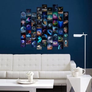 Colaj foto TUNAON, 70 piese, model planete, carton, multicolor, 10 x 15 cm - Img 3