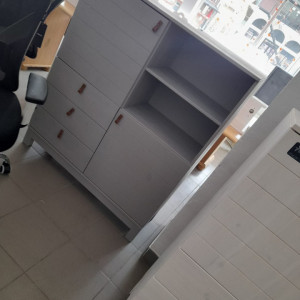 Comoda inalta by Home Affaire, lemn masiv, gri, 120 x 35 x 100 cm - Img 2