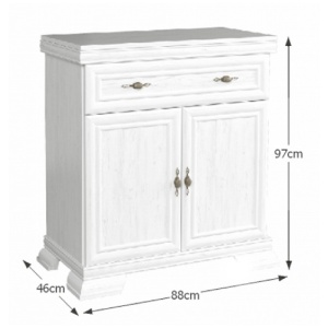 Comoda living VM1, 2 usi, sertar, Alb Antichizat, 88 x 46 x 97 cm - Img 2