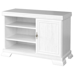 Comoda living VMT, usa, 3 polite, Alb Antichizat, 108 x 56 x 77 cm - Img 1
