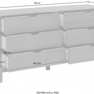 Comoda mare POST, 6 sertare, lemn masiv, 150x39x75 cm - Img 4