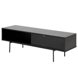 Comoda TV Crandon, metal/MDF, negru, 140 x 45 x 40 cm