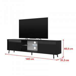 Comoda TV Lefyr, MDF, negru, 140 x 40,5 x 31,3 cm - Img 2