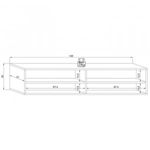 Comoda TV Wescott, decor stejar, 140 x 30 x 31 cm - Img 3