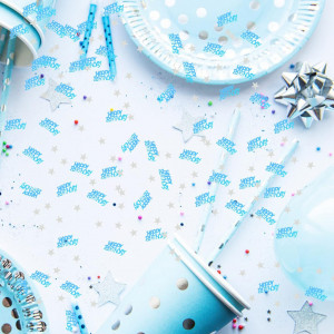 Confetti "HAPPY BIRTHDAY" Hileyu, albastru, plastic, 40 g - Img 3
