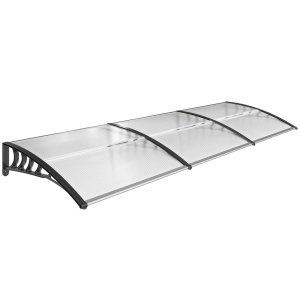 Copertina exterioara curbata din policarbonat 5mm, PP si aluminiu, 90x295x23.5cm, Transparent/Negru - Verificat A · Re-Bloom