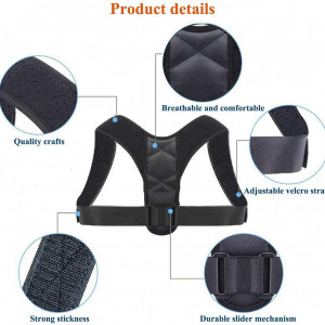 Corector postura spate HADSOMUN, textil, ajustabil, negru, 60-120 cm - Img 5