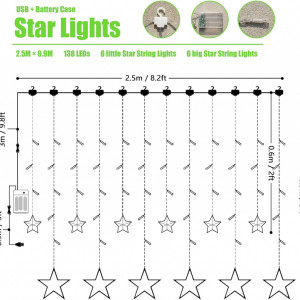 Cortina de lumini cu 12 stele si telecomanda MALUX, 8 moduri de iluminare, RGB, 2,5 X 9 m
