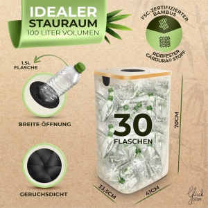 Cos de depozitare pentru sticle Glückstoff®, poliester/bambus, bej/natur, 70 x 41 x 33,5 cm