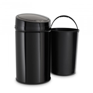 Cos de gunoi, otel inoxidabil, negru, 57 x 31 x 31 cm