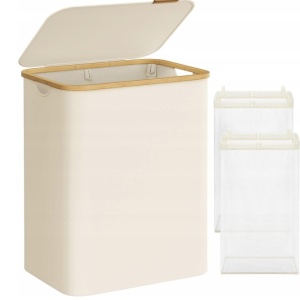 Cos de rufe Songmics, textil, bej, 38,5 x 70,5 x 52 cm, 130 L