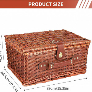 Cos pentru picnic Skysper, rachita/textil, maro, 39 x 26,5  x 20 cm 