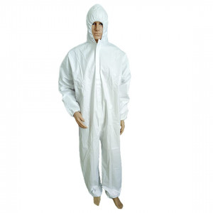 Costum de protectie de unica folosinta Gima, textil, alb, marimea M - Img 1