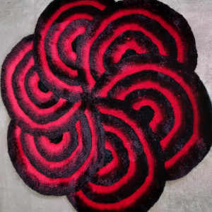 Covor Hadia-Blume negru/ rosu, 140cm - Img 2