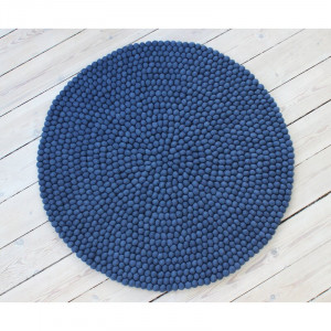 Covor rotund Gaener, lana, albastru, 140 cm - Img 3