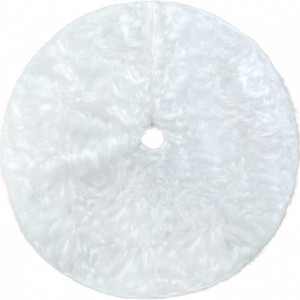 Covoras de plus pentru bradul de Craciun YXHZVON, blana sintetica, alb, 90 cm - Img 1