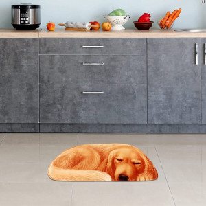 Covoras PAT JUUMG, model caine, poliester/spuma/cauciuc, maro, 40 x 85 cm - Img 3