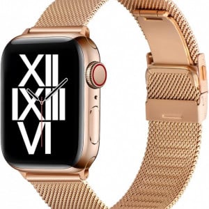 Curea pentru Apple Watch 6/5/4/3/2/1 AFEKYY, otel inoxidabil, auriu - Img 1