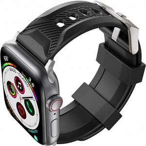 Curea pentru Apple Watch AHASTYLE, silicon, negru, 15-23,5 cm