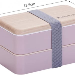 Cutie de pranz cu 2 nivele Homchen, plastic, roz, 18,5 x 10,5 x 9,2 cm - Img 5