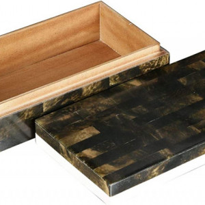 Cutie pentru bijuterii Handicrafts, lemn masiv/MDF, auriu/negru, 20,3 x 12,7 x 3,8 cm - Img 2